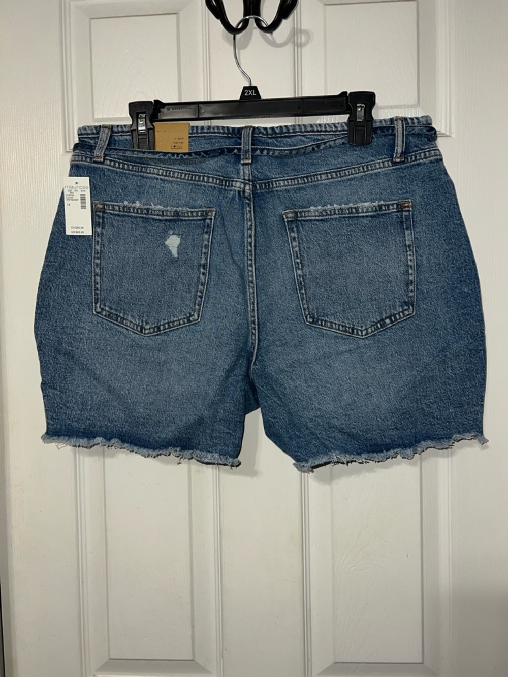 NWT Edgely High-Rise Distressed Blue Denim Shorts with Button Fly - Picture 3 of 5